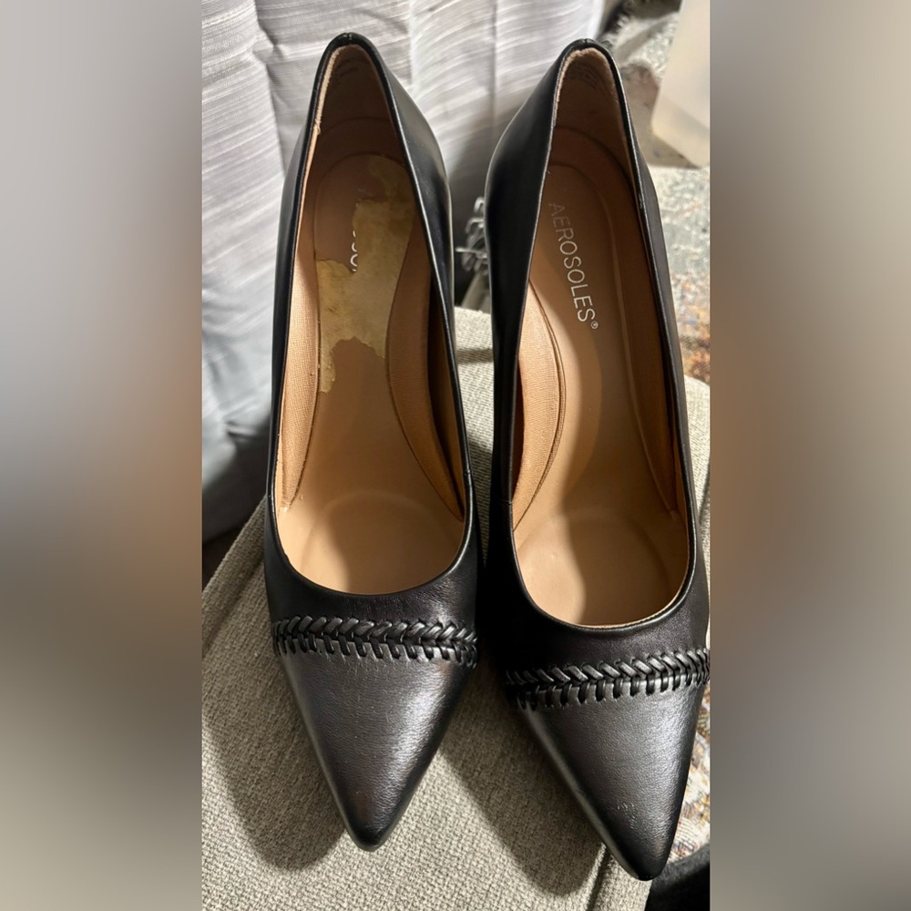 Aerosoles Endearment black grey Leather Pumps size 10